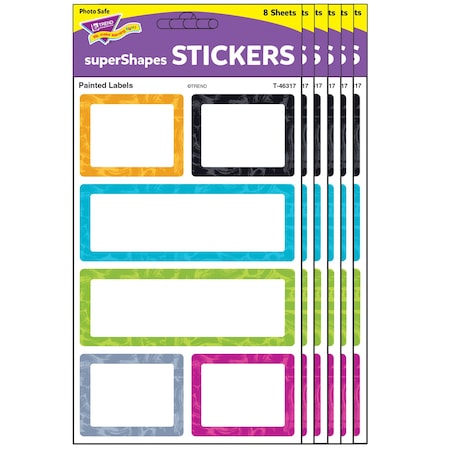 Trend Color Harmony Painted Labels superShapes Stickers, Large, 144PK 46317